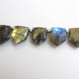 Labradorite Beads, Faceted Labradorite Shield Shape Briolette Beads, Black Moonstone Beads Loose, 12-13mm/13-14mm, 8", GDS1301