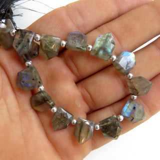 Labradorite Beads, Faceted Labradorite Shield Shape Briolette Beads, Black Moonstone Beads Loose, 12-13mm/13-14mm, 8", GDS1301