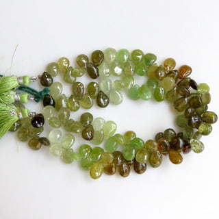 Green Garnet Smooth Pear Beads, Green Grossular Garnet Beads, Natural Green Garnet Beads, 9-10mm/8mm Garnet Beads, Sold As 8"/4", GDS1303