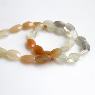 Multi Moonstone Faceted Oval Beads, Peach Moonstone, Grey Moonstone, White Moonstone Oval Beads, 10mm To 12mm Moonstone Beads, 14", GDS1306