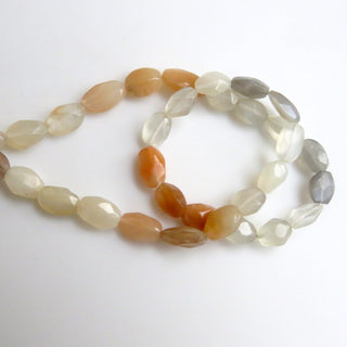 Multi Moonstone Faceted Oval Beads, Peach Moonstone, Grey Moonstone, White Moonstone Oval Beads, 10mm To 12mm Moonstone Beads, 14", GDS1306