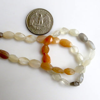 Multi Moonstone Faceted Oval Beads, Peach Moonstone, Grey Moonstone, White Moonstone Oval Beads, 10mm To 12mm Moonstone Beads, 14", GDS1306