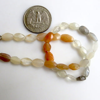 Multi Moonstone Faceted Oval Beads, Peach Moonstone, Grey Moonstone, White Moonstone Oval Beads, 10mm To 12mm Moonstone Beads, 14", GDS1306