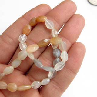 Multi Moonstone Faceted Oval Beads, Peach Moonstone, Grey Moonstone, White Moonstone Oval Beads, 10mm To 12mm Moonstone Beads, 14", GDS1306