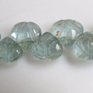Natural Blue Aquamarine Hand Carved Heart Shaped Briolette Beads, 8-10mm/7mm Aquamarine Carving Gemstone Beads, Sold As 11"/5.5", GDS1307
