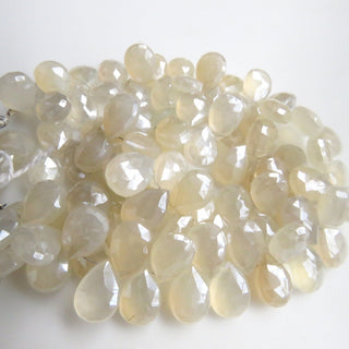 Natural White Chalcedony Pear Briolettes, Mystic Coated White Chalcedony Faceted Pear Shaped Gemstone Bead, Sod As 12mm/14mm, 8"/4", GDS1310