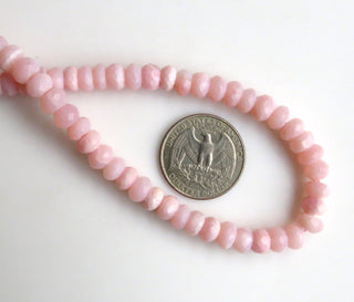 Natural Pink Opal Rondelle Beads, Peruvian Pink Opal Faceted Rondelle Beads, 7.5mm Pink Opal Rondelles, Sold As 14"/7" Strand, GDS1311
