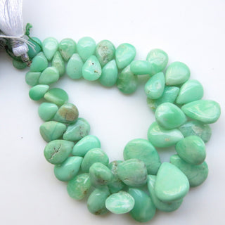 Natural Chrysoprase Gemstone Beads, Chrysoprase Smooth Pear Shaped Briolettes Beads Loose, 8mm To 15mm Beads, Sold As 6"/3", GDS1315