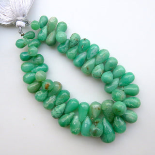 Natural Chrysoprase Gemstone Beads, Chrysoprase Smooth Teardrop Briolettes Beads Loose, 8mm To 15mm Beads, Sold As 6"/3", GDS1316