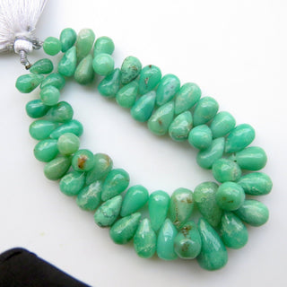 Natural Chrysoprase Gemstone Beads, Chrysoprase Smooth Teardrop Briolettes Beads Loose, 8mm To 15mm Beads, Sold As 6"/3", GDS1316