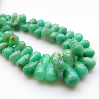 Natural Chrysoprase Gemstone Beads, Chrysoprase Smooth Teardrop Briolettes Beads Loose, 8mm To 15mm Beads, Sold As 6"/3", GDS1316