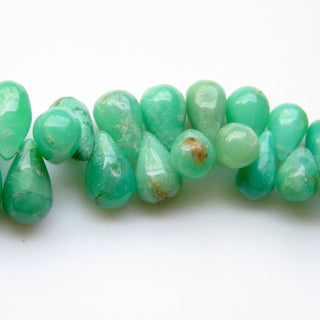 Natural Chrysoprase Gemstone Beads, Chrysoprase Smooth Teardrop Briolettes Beads Loose, 8mm To 15mm Beads, Sold As 6"/3", GDS1316