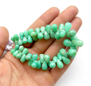 Natural Chrysoprase Gemstone Beads, Chrysoprase Smooth Teardrop Briolettes Beads Loose, 8mm To 15mm Beads, Sold As 6"/3", GDS1316