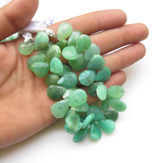 Natural Chrysoprase Gemstone Beads, Huge Chrysoprase Faceted Pear Shaped Briolettes Beads Loose, 16mm To 20mm Beads, Sold As 8"/4", GDS1316