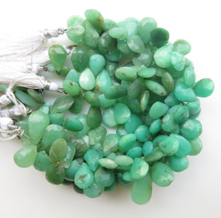 Natural Chrysoprase Pear Shaped Gemstone Beads, Huge Chrysoprase Faceted Briolettes Beads Loose, 12mm To 18mm Beads, Sold As 8"/4", GDS1317