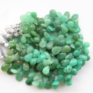 Natural Chrysoprase Pear Shaped Gemstone Beads, Huge Chrysoprase Faceted Briolettes Beads Loose, 12mm To 15mm Beads, Sold As 8"/4", GDS1318