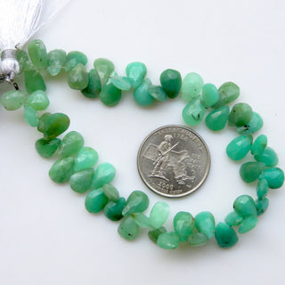 Natural Chrysoprase Pear Shaped Gemstone Beads, Chrysoprase Faceted Briolettes Beads Loose, 10mm To 12mm Beads, Sold As 8"/4", GDS1319