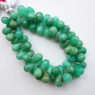 Natural Chrysoprase Drop Shape Briolette Beads, Chrysoprase Faceted Teardrop Beads Loose, 12-17mm Chrysoprase Beads, Sold As 8"/4", GDS1320