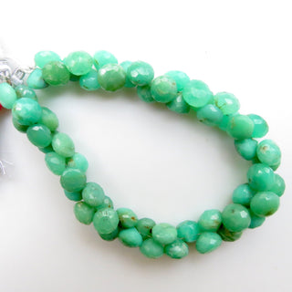 Natural Chrysoprase Onion Shaped Briolette Beads, 9mm To 11mm Chrysoprase Faceted Gemstone Beads Loose, Sold As 10"/5", GDS1325