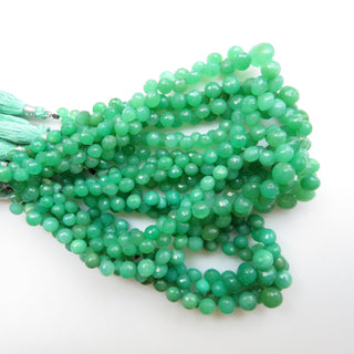 Natural Chrysoprase Onion Shaped Briolette Beads, 5mm To 8mm Chrysoprase Faceted Gemstone Beads Loose, Sold As 9"/4.5", GDS1326