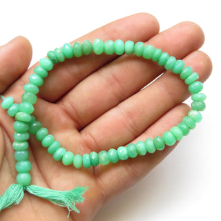 Chrysoprase Rondelles Beads, Natural Chrysoprase Faceted Rondelle Beads Loose, 7mm To 8mm Chrysoprase Beads, Sold As 10 Inches, GDS1327