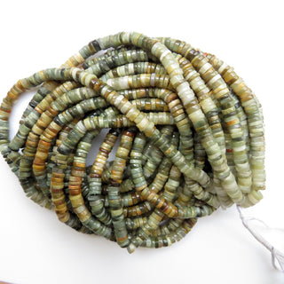 8mm Cats Eye Tyre Beads, Natural Cat's Eye Gemstone Beads, Loose Cats Eye Round Heishi Beads, Green Yellow Cats Eye, 15 Inch Strand, GDS1332