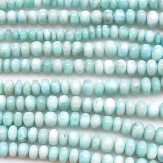 Natural Smooth Larimar Rondelle Beads, 6mm To 10mm Larimar Beads for Larimar Jewelry, Larimar Stone, Sold As 19"/9.5 Inch Strand, GDS1335