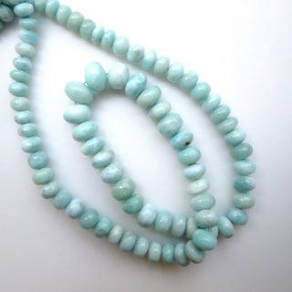 Natural Smooth Larimar Rondelle Beads, 6mm To 10mm Larimar Beads for Larimar Jewelry, Larimar Stone, Sold As 19"/9.5 Inch Strand, GDS1335