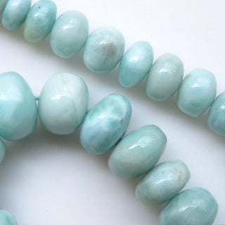 Natural Smooth Larimar Rondelle Beads, 6mm To 10mm Larimar Beads for Larimar Jewelry, Larimar Stone, Sold As 19"/9.5 Inch Strand, GDS1335