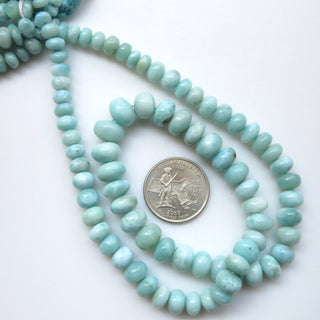 Natural Smooth Larimar Rondelle Beads, 6mm To 10mm Larimar Beads for Larimar Jewelry, Larimar Stone, Sold As 19"/9.5 Inch Strand, GDS1335