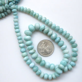 Natural Smooth Larimar Rondelle Beads, 6mm To 10mm Larimar Beads for Larimar Jewelry, Larimar Stone, Sold As 19"/9.5 Inch Strand, GDS1335