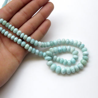 Natural Smooth Larimar Rondelle Beads, 6mm To 10mm Larimar Beads for Larimar Jewelry, Larimar Stone, Sold As 19"/9.5 Inch Strand, GDS1335