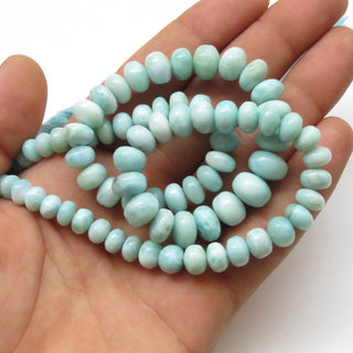 Natural Smooth Larimar Rondelle Beads, 6mm To 10mm Larimar Beads for Larimar Jewelry, Larimar Stone, Sold As 19"/9.5 Inch Strand, GDS1335