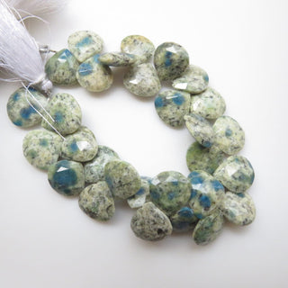 Natural K2 Briolette Beads, Faceted K2 Heart Shaped Gemstone Beads, 12mm K2 Briolette Heart Beads, Sold As 8"/4" Strand, GDS1336