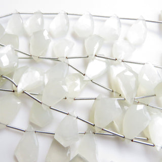 Natural White Moonstone Shield Shape Briolette Beads, Faceted Moonstone Fancy Shape Beads Loose, 13-18mm Moonstone Beads, 8 Inches, GDS1340