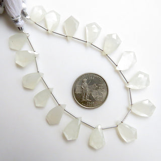 Natural White Moonstone Shield Shape Briolette Beads, Faceted Moonstone Fancy Shape Beads Loose, 13-18mm Moonstone Beads, 8 Inches, GDS1340