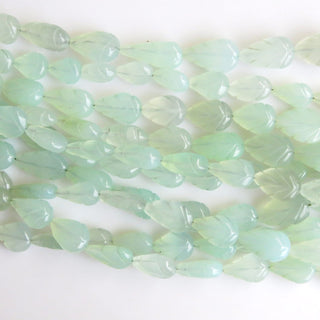 Aqua Chalcedony Carved Beads, Wholesale Aqua Chalcedony Straight Drilled Hand Carved Leaf Beads, 15mm To 17 Each, 8 Inch Strand, GDS1341