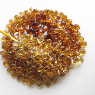 Natural Citrine Pear Beads Citrine Smooth Pear Briolettes, Citrine Pear Beads, 6mm To 9mm Citrine Pears, 12 Inch Strand, GDS1344