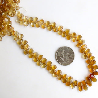 Natural Citrine Pear Beads Citrine Smooth Pear Briolettes, Citrine Pear Beads, 6mm To 9mm Citrine Pears, 12 Inch Strand, GDS1344