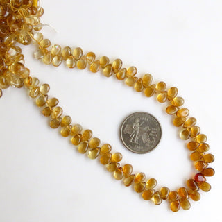 Natural Citrine Pear Beads Citrine Smooth Pear Briolettes, Citrine Pear Beads, 6mm To 9mm Citrine Pears, 12 Inch Strand, GDS1344