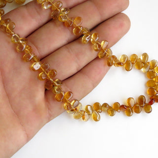 Natural Citrine Pear Beads Citrine Smooth Pear Briolettes, Citrine Pear Beads, 6mm To 9mm Citrine Pears, 12 Inch Strand, GDS1344