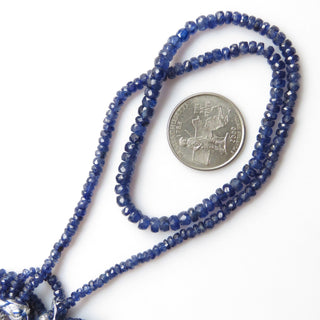 Blue Sapphire Faceted Rondelle Beads Necklace, 3-5mm Natural Glass Filled Blue Sapphire 6 Strand Multi Strand Sapphire Necklace, GDS1350