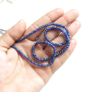 Blue Sapphire Faceted Rondelle Beads Necklace, 3-5mm Natural Glass Filled Blue Sapphire 6 Strand Multi Strand Sapphire Necklace, GDS1350