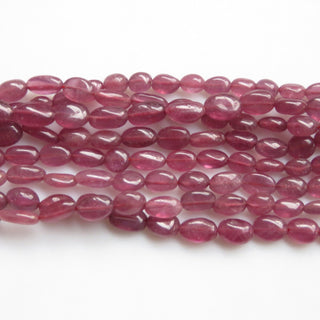 Glass Filled Ruby Oval Shaped Smooth Beads Glass Filled Ruby Beads, 6mm To 9mm Pink Ruby Beads, Sold As 8 Inch & 17 Inch Strand, GDS1351