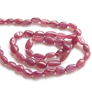 Glass Filled Ruby Oval Shaped Smooth Beads Glass Filled Ruby Beads, 6mm To 9mm Pink Ruby Beads, Sold As 8 Inch & 17 Inch Strand, GDS1351