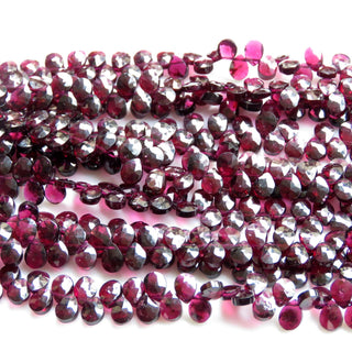 Natural Garnet Faceted Pear Beads, Garnet Briolettes, Pear Shaped Garnet Briolette Beads, 8mm Garnet Pear Beads, 9 Inch Strand, GDS1352