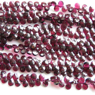 Natural Garnet Faceted Pear Beads, Garnet Briolettes, Pear Shaped Garnet Briolette Beads, 8mm Garnet Pear Beads, 9 Inch Strand, GDS1352