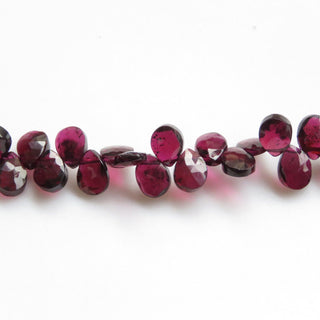 Natural Garnet Faceted Pear Beads, Garnet Briolettes, Pear Shaped Garnet Briolette Beads, 8mm Garnet Pear Beads, 9 Inch Strand, GDS1352