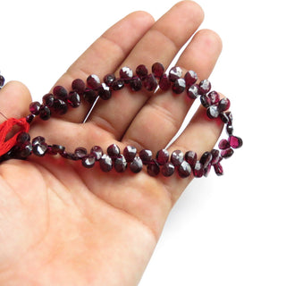 Natural Garnet Faceted Pear Beads, Garnet Briolettes, Pear Shaped Garnet Briolette Beads, 8mm Garnet Pear Beads, 9 Inch Strand, GDS1352