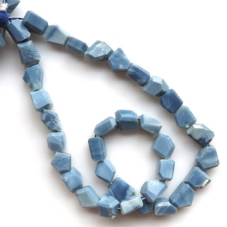 Natural Blue Opal Tumble Beads, Peruvian Blue Opal Step Cut Tumble Beads, 10mm To 14mm Opal Beads, Sold As 17 Inch/8 Inch, GDS1354